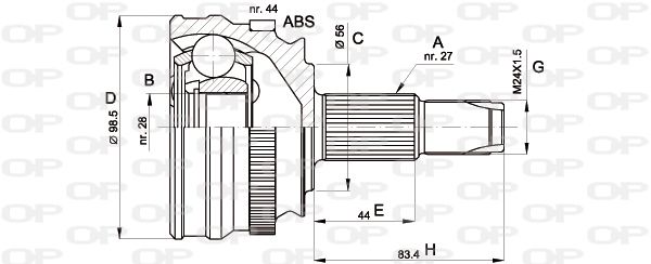 OPEN PARTS Šarnīru komplekts, Piedziņas vārpsta CVJ5152.10